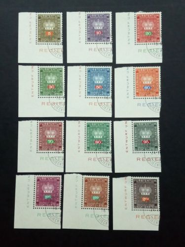 LIECHTENSTEIN DIENSTMARKEN MI-NR. 45-56 GESTEMPELT(USED) ECKRANDSATZ FÜRSTENKRONE 1968