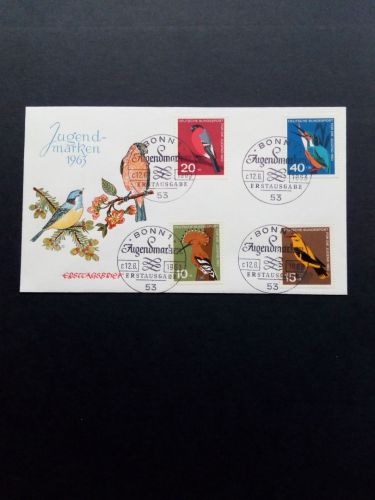 DEUTSCHLAND MI-NR. 401-404 FDC JUGEND 1963 EINHEIMISCHE VÖGEL