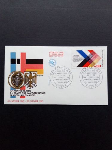 FRANKREICH MI-NR. 1819 FDC(2) MITLÄUFER 1973 DEUTSCH-FRANZÖSISCHE ZUSAMMENARBEIT