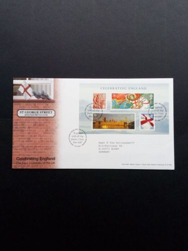GROSSBRITANNIEN BLOCK 1 FDC NATIONALFEIERTAG REGIONALMARKEN ENGLAND 2007