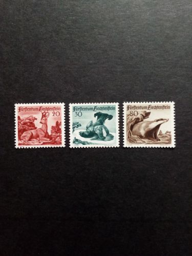 LIECHTENSTEIN MI-NR. 285-287 POSTFRISCH(MINT) JAGD(III) 1950 REHBOCK DACHS BIRKHUHN