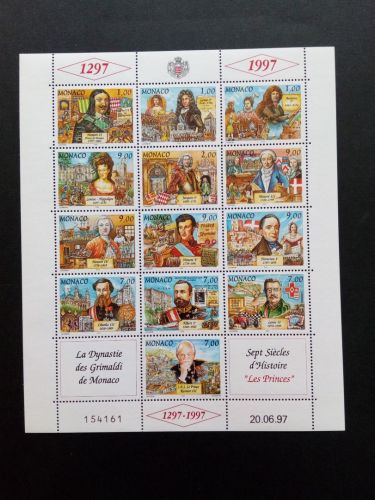 MONACO MI-NR. 2340-2352 POSTFRISCH(MINT) KLEINBOGEN 700 JAHRE DYNASTIE GRIMALDI (III) 1997