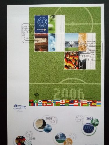 DEUTSCHLAND BLOCK 67 FDC FUSSBALL WM DEUTSCHLAND 2006 STEMPEL BONN