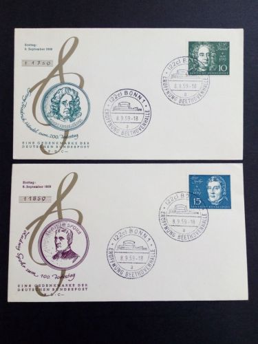 DEUTSCHLAND MI-NR. 315-319 FDC EINWEIHUNG DER BEETHOVENHALLE 1959 HÄNDEL HAYDN
