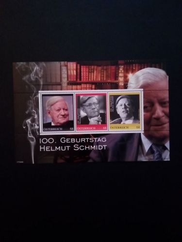 ÖSTERREICH BLOCK 100. GEBURTSTAG HELMUT SCHMIDT 2018 POSTFRISCH POSTPREIS 2,04 €