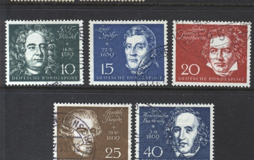 DEUTSCHLAND MI-NR. 315-319 GESTEMPELT(USED) EINWEIHUNG DER BEETHOVENHALLE 1959 HÄNDEL HAYDN