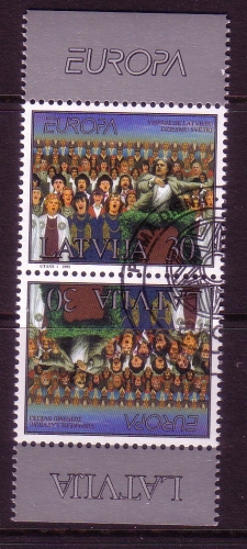 LETTLAND MI-NR. 476 GESTEMPELT(USED) KEHRDRUCKPAAR EUROPA 1998 FESTE und FEIERTAGE CHOR