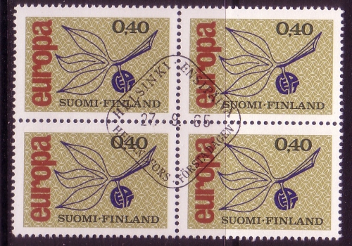 FINNLAND MI-NR. 608 o 4er BLOCK EUROPA 1965 - ZWEIG