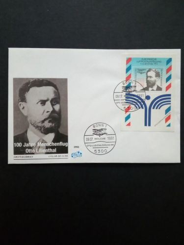 DEUTSCHLAND BLOCK 24 FDC(FIDACOS) OTTO LILIENTHAL 1991 LUFTPOST