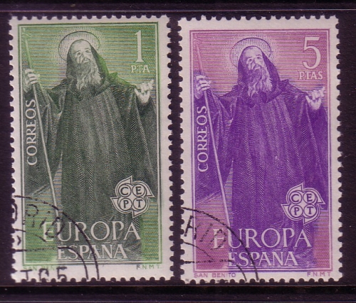 SPANIEN MI-NR. 1565-1566 GESTEMPELT(USED) EUROPA 1965 HL. BENEDIKT