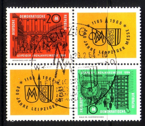 DDR MI-NR. 1012-1013 ZD GESTEMPELT(USED) LEIPZIGER FRÜHJAHRSMESSE 1964