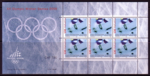 SCHWEIZ INTERNATIONALES OLYMPISCHES KOMITEE (IOC) MI-NR. 5 POSTFRISCH(MINT) KLEINBOGEN OLYMPIADE 2006 TURIN EISHOCKEY