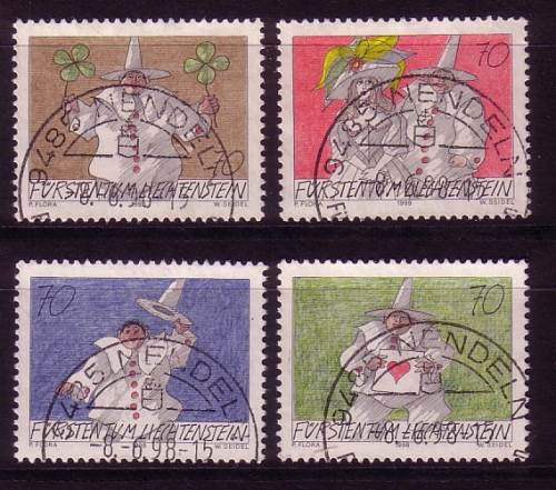 LIECHTENSTEIN MI-NR. 1173-1176 GESTEMPELT(USED) GRUSSMARKEN ZEICHNUNGEN 1998
