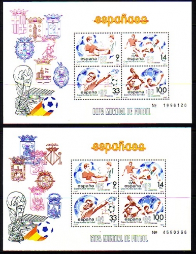 SPANIEN BLOCK 25-26 POSTFRISCH FUSSBALL WM 1982 SPANIEN