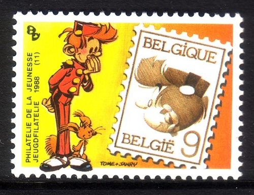 BELGIEN MI-NR. 2354 POSTFRISCH(MINT) JUGENDPHILATELIE 1988 COMICFIGUR SPIROU MARKE AUF MARKE