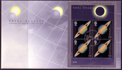 GROSSBRITANNIEN BLOCK 7 FDC TOTAL ECLIPSE SONNENFINSTERNIS 1999