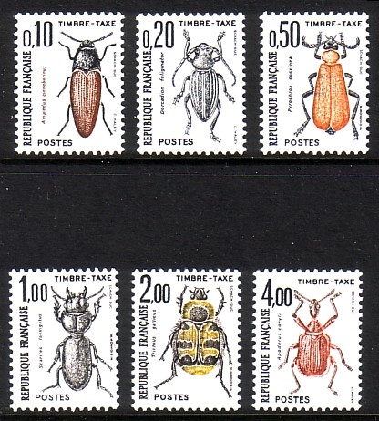 FRANKREICH MI-NR. 106-111 POSTFRISCH(MINT) PORTOMARKEN 1982 KÄFER