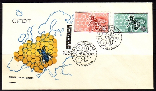 SPANIEN MI-NR. 1340-1341 FDC CEPT 1962 BIENE WABE