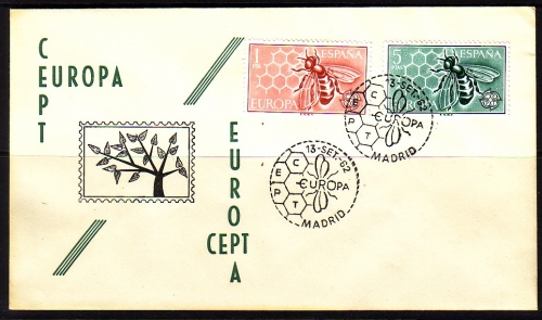 SPANIEN MI-NR. 1340-1341 FDC EUROPA CEPT 1962 BIENE WABE