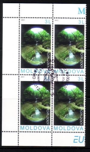 MOLDAWIEN MI-NR. 388 GESTEMPELT(USED) 4er BLOCK EUROPA 2001 WASSER