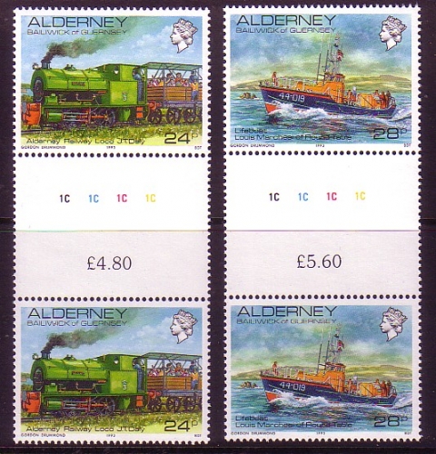 ALDERNEY MI-NR. 59-60 POSTFRISCH(MINT) ZWISCHENSTEGPAARSATZ EISENBAHN SEENOTRETTUNGSKREUZER