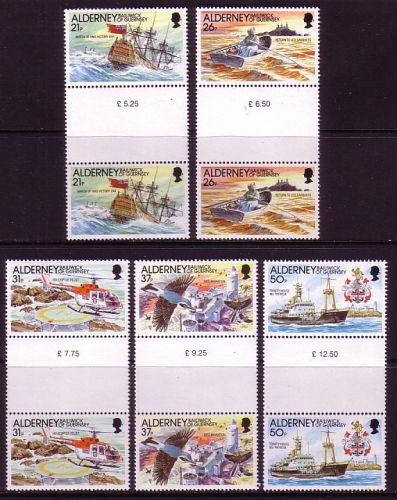 ALDERNEY MI-NR. 49-53 POSTFRISCH(MINT) ZWISCHENSTEGPAARSATZ LEUCHTFEUER 1991 LEUCHTTURM