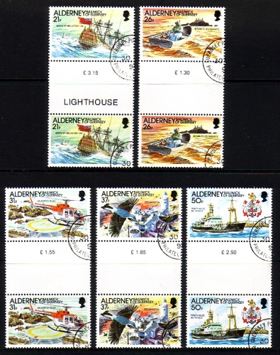 ALDERNEY MI-NR. 49-53 GESTEMPELT(USED) ZWISCHENSTEGPAARSATZ LEUCHTFEUER LEUCHTTURM