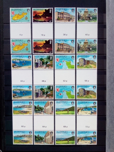 ALDERNEY MI-NR. 1-12 POSTFRISCH(MINT) ZWISCHENSTEGPAARSATZ ANSICHTEN VON ALDERNEY SCHIFFE LEUCHTTURM WAPPEN KIRCHE GOLF