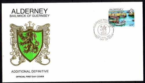 ALDERNEY MI-NR. 48 FDC INNERE HAFEN SCHIFFE 1991