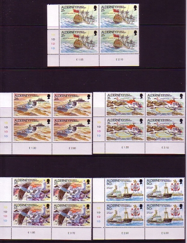 ALDERNEY MI-NR. 49-53 POSTFRISCH 4er BLOCK LEUCHTFEUER LEUCHTTURM 1991
