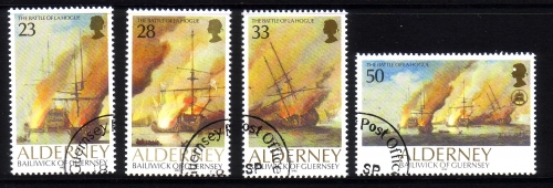 ALDERNEY MI-NR. 55-58 o SEESCHLACHT von LA HOGUE - SCHIFFE 1992