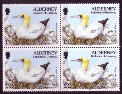 ALDERNEY MI-NR. 82 POSTFRISCH(MINT) 4er Block FAUNA + FLORA BASSTÖLPEL 1995