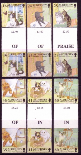ALDERNEY MI.NR. 94-99 POSTFRISCH(MINT) ZWISCHENSTEGPAARSATZ KATZEN 1996