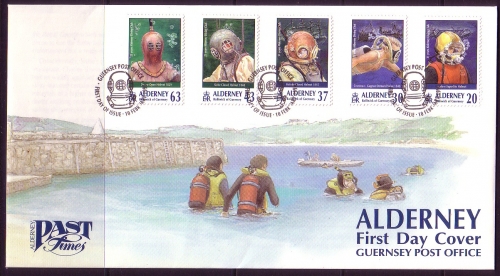 ALDERNEY MI-NR. 116-120 FDC TAUCHVEREIN - TAUCHGERÄTE 1998