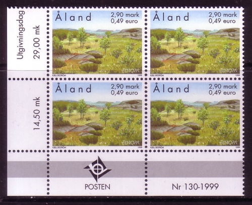 ALAND MI-NR. 157 POSTFRISCH(MINT) 4er BLOCK EUROPA 1999 NATUR- und NATIONALPARKS