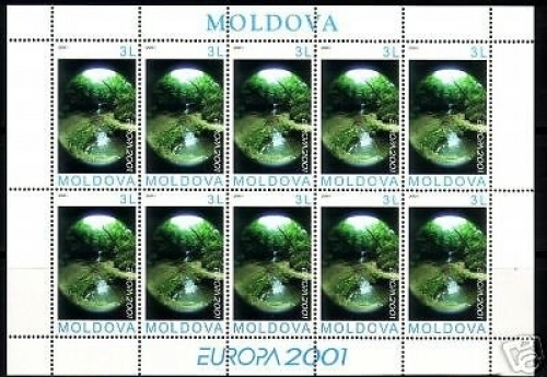 Moldawien postfrische Briefmarken 100 Kleinbögen MI-NR. 388 Europa 2001 Wasser