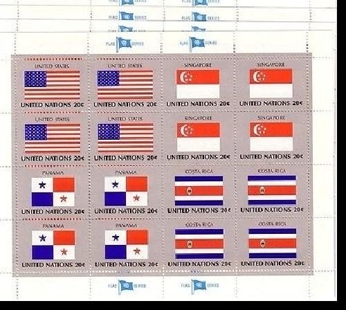 UNO NEW YORK MI-NR. 373-388 POSTFRISCH(MINT) KLEINBOGENSATZ (II) FLAGGEN 1981 USA MALTA KUWAIT