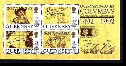 GUERNSEY BLOCK 8 I POSTFRISCH(MINT) EUROPA 1992 COLUMBUS AUFDRUCK STAMP EXPO 92 CHICAGO