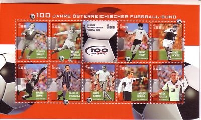ÖSTERREICH MI-NR. 2460-2469 POSTFRISCH(MINT) KLEINBOGEN ÖSTERREICHISCHER FUSSBALLBUND 2004