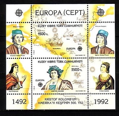 TÜRKISCH ZYPERN BLOCK 10 POSTFRISCH(MINT) EUROPA CEPT 1992 COLUMBUS SCHIFF
