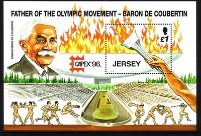 JERSEY BLOCK 13 POSTFRISCH(MINT) OLYMPISCHE SPIELE DER NEUZEIT CAPEX´96