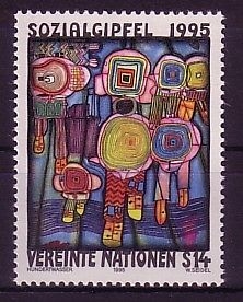 HUNDERTWASSER UNO WIEN MI-NR. 179 POSTFRISCH(MINT) WELTGIPFEL IN KOPENHAGEN 1995