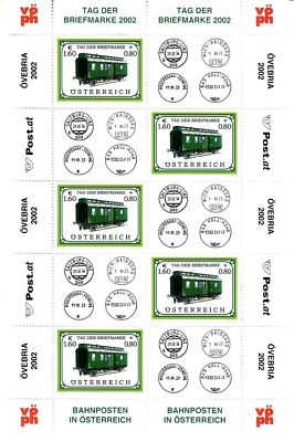 ÖSTERREICH MI-NR. 2380 POSTFRISCH(MINT) KLEINBOGEN TAG DER BRIEFMARKE 2002 EISENBAHN