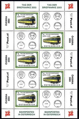 ÖSTERREICH MI-NR. 2414 POSTFRISCH(MINT) KLEINBOGEN TAG DER BRIEFMARKE 2003 BAHNPOSTWAGEN