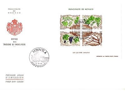 MONACO BLOCK 36 FDC DIE VIER JAHRESZEITEN (V) WEINREBE 1987
