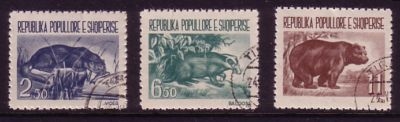 ALBANIEN MI-NR. 627-629 o FISCHOTTER, DACHS, BRAUNBÄR