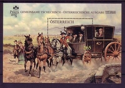 ÖSTERREICH BLOCK 45 POSTFRISCH(MINT) WIPA ´08 PRAGA ´08 POSTKUTSCHE PFERDE