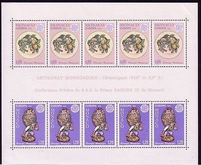 MONACO BLOCK 10 POSTFRISCH EUROPA CEPT 1976 KUNSTHANDWERK