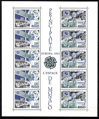 MONACO BLOCK 50 POSTFRISCH EUROPA-CEPT 1991 - EUROPÄISCHE WELTRAUMFAHRT SATELLIT