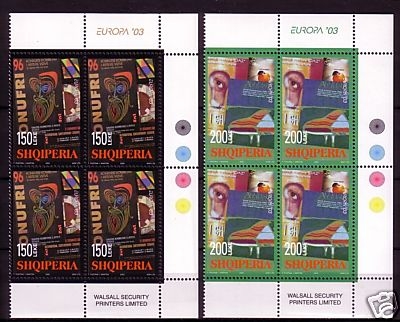 ALBANIEN MI-NR. 2928-2929 POSTFRISCH(MINT) ECKRANDVIERERBLOCK EUROPA 2003 PLAKATKUNST